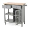 Aidah - Contemporary Kitchen Cart With Wheels - Gray - Image 9