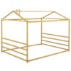 Queen Metal House Shape Platform Bed - Gold - Image 3