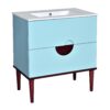 Bathroom Vanity Cabinet With Ceramic Sink Combo Set, Frame Modern Bathroom Storage Cabinet With 2 Drawers - Blue - Image 13