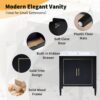 Bathroom Vanity With Ceramic Basin, Soft Close Door, Built-In Hidden Drawer - Black - Image 4