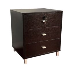 3 Drawer Nightstand Locking Top Drawer Metal Drawer Glides Metal Bar Handles - Espresso