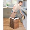 Laundry Hamper With Lid PE Rattan Powder Coating Frame Clothes Hampers With 2 Removable Bags, 100L - Brown - Image 19