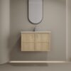 Modern Wall Mounted 30" Bathroom Vanity With Ceramic Sink And Soft Closing Doors - Oak - Image 3