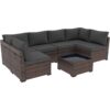 14 Pack Cushion Covers For 7 Piece Wicker Rattan Sectional Sofa (6 Seater), Outdoor Seat And Back Slipcovers With Zippers - Gray - Image 2