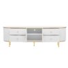 Modern TV Stand For TVs Up To 80", Entertainment Center With 4 Drawers And 1 Cabinet, Wood TV Console Table With And Handles For Living Room - White - Image 12