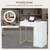 Makeup Vanity Desk With Lighted Mirror, Luxury Dressing Table With 2 Drawers And 1 Cabinet, 3 Lighting Modes Available For Bedroom - White / Gold - Image 7