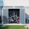Resin Outdoor Storage Shed Waterproof Shed With Floor & Two Windows & Lockable Door, Tool Shed For Garden, Patio, Backyard - Gray - Image 2