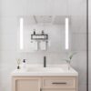 Bathroom Medicine Cabinet With Lights, LED Medicine Cabinet With Mirror, Double Door Lighted Medicine Cabinet With Defogger, Dimmer, Surface Mount - Silver - Image 4