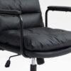 Office Chair, Mid Back Home Office Desk Task Chair With Wheels And Arms Ergonomic Computer Rolling Swivel Chair With Padded Armrest - Black - Image 11