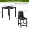 5 Pieces Counter Height Table Set, Wooden Kitchen Table Set With Square Table And 4 Upholstered Chairs, Counter Height Dining Table With Crystal Decoration And Chair Set For Kitchen, Dining Room - Black - Image 3