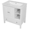 Bathroom Vanity With Sink, Bathroom Storage Cabinet With Doors And Drawers, Solid Wood Frame, Ceramic Sink - White - Image 20