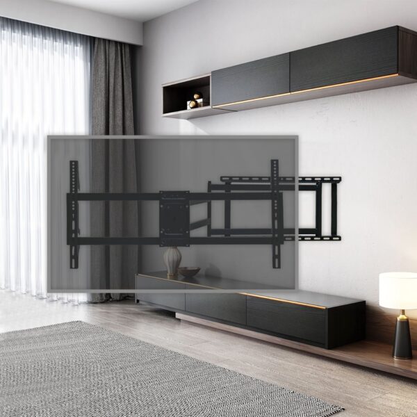 Full Motion TV Wall Mount Bracket For 40 120" TV Dual Arm Tilt & Swivel Vesa 800 X 400 Mm 132 Lbs Load - Black
