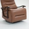 Swivel Rocker Recliner Power Glider Chair With Solid Wood Armrests, Extra Wide Reclining Sofa Chair Upholstered Faux Leather Living Room Single Sofa - Orange - Image 13