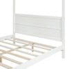 Queen Size Canopy Platform Bed With Headboard And Footboard, Slat Support Leg - White - Image 7