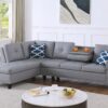 Irine - Faux Leather Sectional Sofa With Ottoman - Gray - Image 15