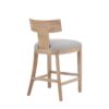 Counter Stools (Set of 2), Upholstered Counter Height Bar Stools With Solid Rubber Wood Frame, Backrest, Footrest, Armless Barstools For Home Bar, Kitchen Counter - Pebble Linen / Natural - Image 11