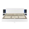 King Size Floating Platform Bed, With LED Lights, Bedside Nightstand - White - Image 4