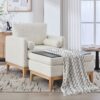 Oversized Swivel Barrel Accent Chair And Ottoman Set With Storage - Ivory - Image 8