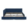 Queen Size Storage Upholstered Tufted Bed Frame, Comfortable Sofa Bed With Backrest And Armrests - Dark Blue - Image 11