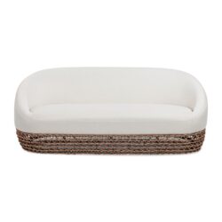 Willow - Upholstered Woven Patio Deep Seating Sofa, Wicker Frame - Wheat Beige / Golden Brown