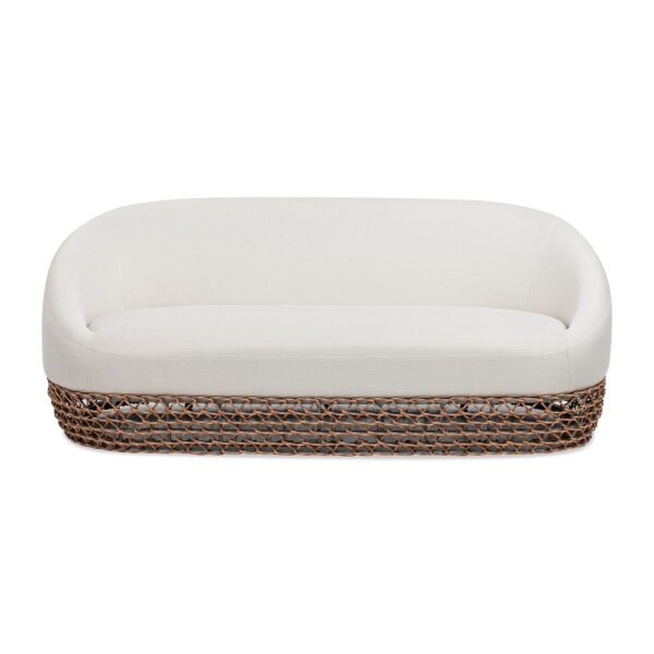 Willow - Upholstered Woven Patio Deep Seating Sofa, Wicker Frame - Wheat Beige / Golden Brown
