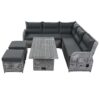 Outdoor Furniture Set Patio Rattan Furniture Set With An Adjustable Table, Recliners With Extendable Side Tables, And 2 Ottomans For Patio, Lawn, Backyard, Pool - Gray - Image 12