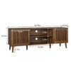 TV Stand With 2 Grille Door Cabinets And Adjustable Storage Rack, Suitable For Medieval Modern TV Cabinets, Entertainment Center With Storage Space - Walnut Wood - Image 3