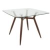 Clara Pebble - 5 Piece Mid-Century Modern Dining Set - Walnut / Clear Square / Blue - Image 3