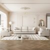 3 Piece Living Room Set Modular Sectional Couch Upholstered 3 Seater Sofa & 2 Armchairs 5 Seat - Beige - Image 8