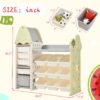 Kids Bookshelf Toy Storage Organizer With 17 Bins And 5 Bookshelves, Multi-Functional Nursery Organizer Kids Furniture Set Toy Storage Cabinet Unit With HDPE SheLF And Bins - Light Green - Image 22