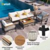 4 Pieces Outdoor Sectional Sofa Set 5 Person Patio Seating Group Outdoor Conversation Set With Cushions And A Coffee Table For Patios, Gardens, Or Balcony - Beige - Image 7