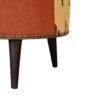 Durrie & Leather Mixed Footstool - Brown - Image 4