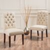 Harriet - Tufted Dining Chair Set Modern Farmhouse Style - Ivory Linen - Image 5
