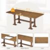 Topmax - 6 Piece Farmhouse Extendable Dining Table Set Trestle Kitchen Table Set With Removable Leaf And Upholstered Dining Chair And Bench For Dining Room - Dark Brown - Image 6