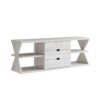 Modern TV Stand With Four Open Shelves And Three Storage Drawers - White Oak - Image 3