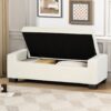 Elegant Ottoman Bench With Textured Fabric, Hinged Lid For Seating And Storage - White - Image 9
