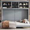 Queen Size Murphy Wall Bed With Top Cabinets & Wine Rack - Gray - Image 25