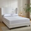 Harper - Queen Tall Headboard Upholstered Bed, High Headboard, Elegant Simplicity, No Box Spring Needed - Cream White - Image 11
