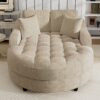 Modern Chaise Lounge Sofa Bed Upholstered Sofa Couch With Tufted Seat And Detachable Pillows For Living Room - Champagne - Image 8