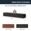 48" Rustic Wood Fireplace Mantel, Wall-Mounted & Floating Shelf For Home Decor - Espresso - Image 3