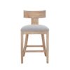 Counter Stools (Set of 2), Upholstered Counter Height Bar Stools With Solid Rubber Wood Frame, Backrest, Footrest, Armless Barstools For Home Bar, Kitchen Counter - Pebble Linen / Natural - Image 9