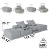 Modern Oversized Modular Sectional Sofa With 2 Ottoman And 2 Seat, Sparkling Chenille Fabric Soft Cushion Sofa With 4 Pillows, 4 Pieces Diy Combination Tufted Sofa, No Assembly Required - Gray - Image 8