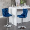 Swivel Velvet Barstools Adjusatble Seat Height From 25-33", Modern Upholstered Chrome Base Bar Stools With Backs Comfortable Tufted For Home Pub And Kitchen Island (Set of 2) - Blue - Image 13