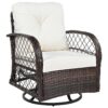 3 Piece Outdoor Chair & Table Set Chat Set 2 Person Rattan Seating Group With 2 Swiveling And Rocking Chairs And A Square Table For Garden, Patio, Or Balcony - Brown - Image 21