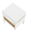 Rattan End Table With Drawer, Modern Nightstand, Metal Legs, Side Table For Living Room, Bedroom - White - Image 14