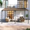 Outdoor Wall Mounted Gazebo With Sloped Roof Design, Uv Protection, And Durable Iron Frame - Gray - Image 2