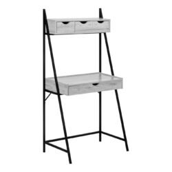 Computer Desk For Home Office, Laptop, Leaning, Storage Drawers, Contemporary & Modern - Gray