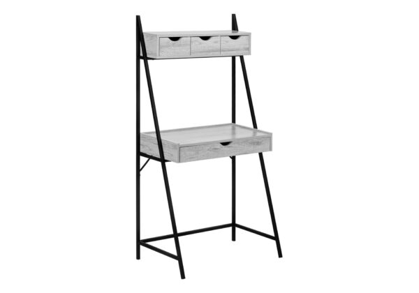 Computer Desk For Home Office, Laptop, Leaning, Storage Drawers, Contemporary & Modern - Gray