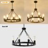 6 Light (No Bulbs) Wagon Wheel Chandelier Farmhouse Modern Small Round Chandelier For Living Room Kitchen Island Foyer Hallway Entryway Bedroom Dining Room Light Fixture Ceiling Hanging - Matte Black - Image 9
