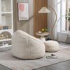 Bedding Bean Bag Sofa Chair High Pressure Foam Bean Bag Chair Adult Material With Padded Foam Padding Compressed Bean Bag With Footrest - Beige - Image 4